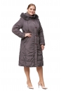 Женское пальто из текстиля с капюшоном, отделка песец 8012677