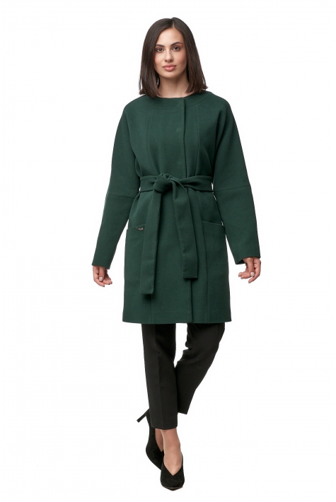 Женское пальто из текстиля без воротника 8012681
