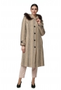 Женское пальто из текстиля с капюшоном, отделка песец 8016072