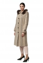 Женское пальто из текстиля с капюшоном, отделка песец 8016072-2