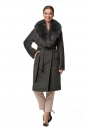 Женское пальто из текстиля с воротником, отделка песец 8016821-2