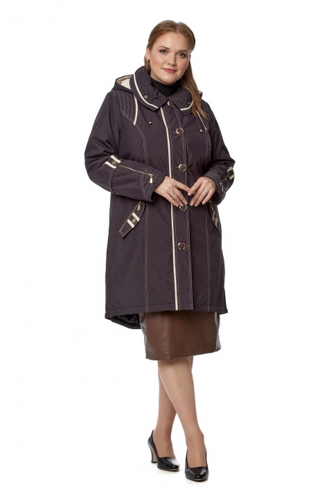 Женское пальто из текстиля с капюшоном 8019798